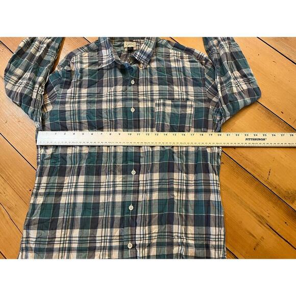J. Crew men's plaid button down shirt. Blue/Teal/White size XL Slim. - Picture 5 of 6